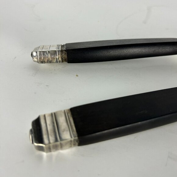 French Paris Silverplate RARE Ebony Two-Piece Carving Set Fork w/ Stand & Knife - Picture 3 of 16